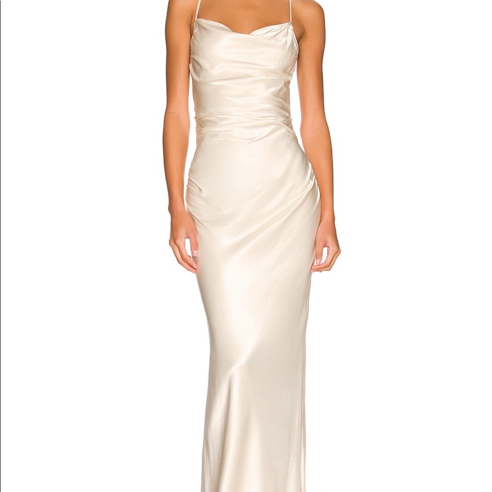 Shona Joy Cream Satin Dress